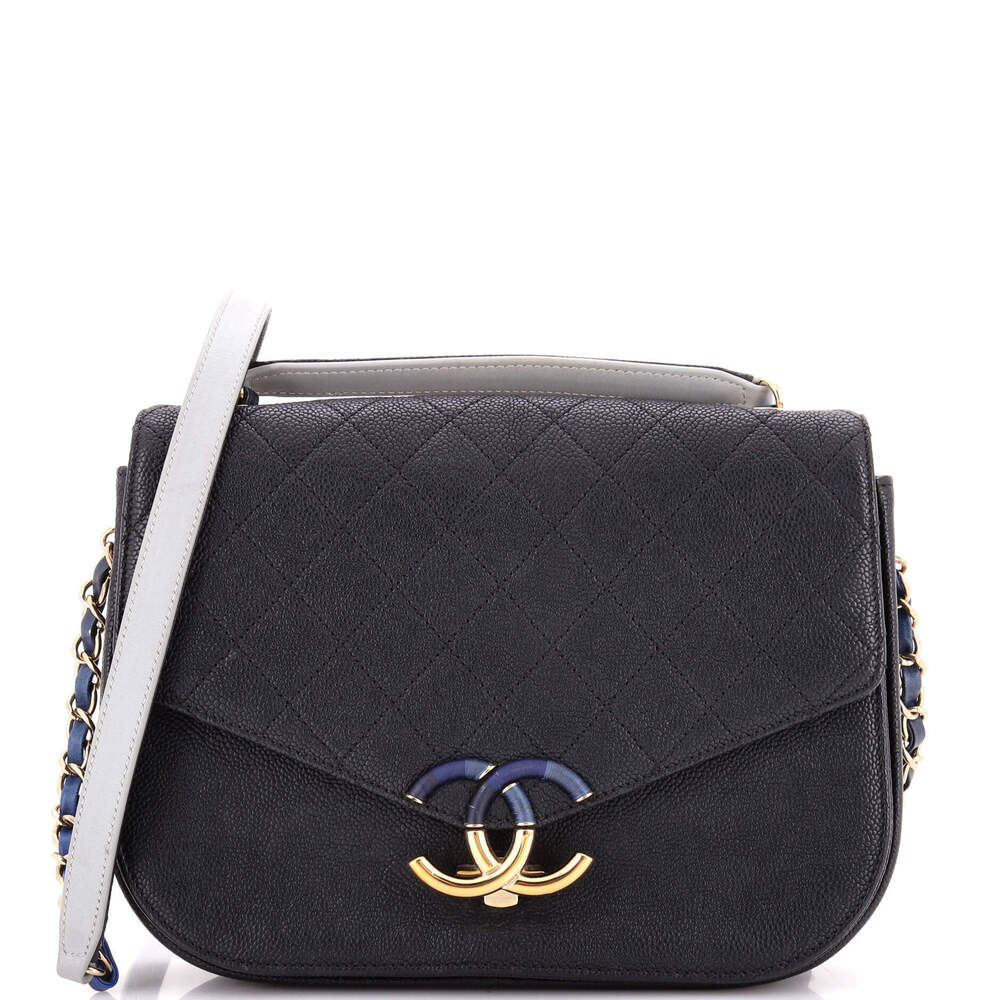Chanel Medium Thread Around Flap Bag Quilted Caviar